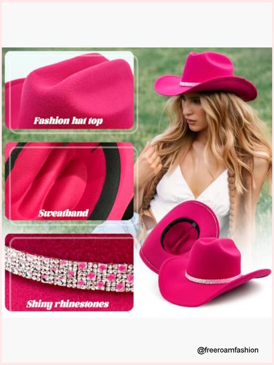 Rhinestone Cowboy Hat Set with Bandana & Heart Sunglasses